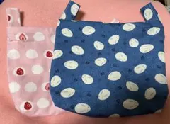 フクロモモンガポーチ　雪ウサギとイチゴ大福デザイン　金具1組付き