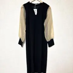 結婚式　ブラックロングワンピース
