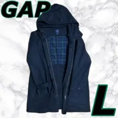 GAP ギャップ フード付き マウンテンパーカー ロングジャケット L ブラック