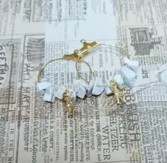 さざれ石とヒトデが可愛いフープピアス☆