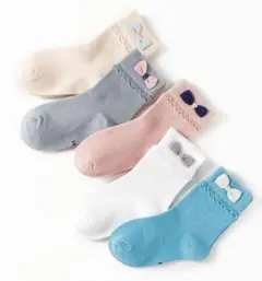 キッズ 靴下 子供ソックス13~16cm 登園通学　年中　リボン　女の子　5足