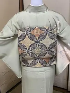 龍村美術織物　正絹　開き名古屋帯　比翼仕立て　草花　花唐草　金糸　黒 龍村美術織物 正絹 開き名古屋帯 比翼仕立て 草花 花唐草 金糸 黒