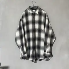 オンブレチェックシャツ　シャドーチェック　長袖
