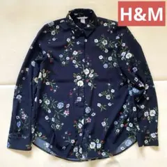 H&M 花柄 長袖ブラウス ブラック EUR34のサムネイル