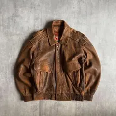 【90s vintage】A-2 フライトジャケット　レザーブルゾン　本革　短丈