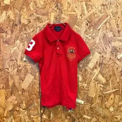 RALPHLAUREN ラルフローレン 半袖ポロシャツ 刺繍 レッド レディース