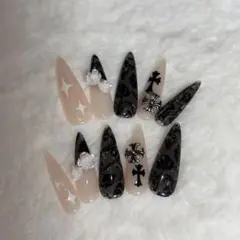 ネイルチップ バレエコア レースネイル シズニルック 韓国 薔薇 クロム