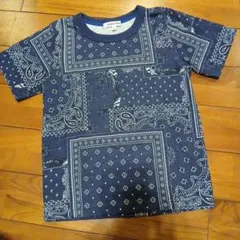 新品　GLOBAL WORK ネイビー バンダナ柄 Tシャツ