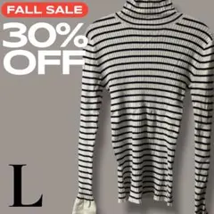 「即日発送」L Re:EDITストライプ タートルネック長袖ニット