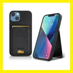 iPhone14plus 多機能 ケース スタンド付き カードケース ブラック