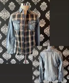 GAUDI JEANS チェック柄デニムシャツ