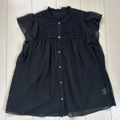 トゥモローランド Ballsey 黒 フリル付き 半袖ブラウス