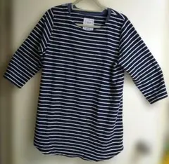 ボーダー カットソー チュニック七分袖:3L