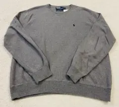 №918 ポロバイラルフローレン　チャコールグレーカットソーセーターXL