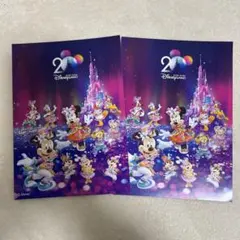 香港ディズニーランド　ホテル宿泊者限定　20周年記念ポストカード　2枚