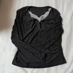 長袖トップス ダークグレー 韓国