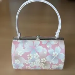 花柄ピンク和装用バッグ