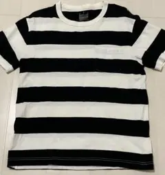無印　黒と白のストライプ 半袖Tシャツ Mサイズ