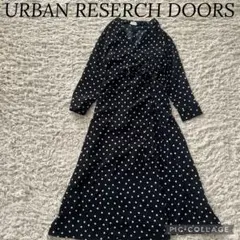 アーバンリサーチドアーズ ドット 2wayロングワンピース Aライン ネイビー