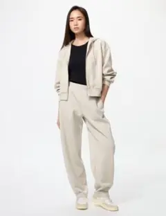 送料無料♡UNIQLO ドライスウェットカーブパンツ/丈長め ナチュラル