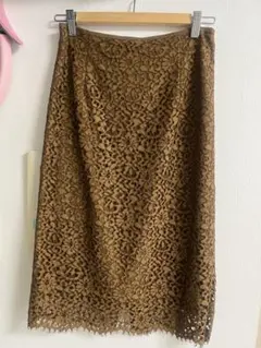 UNITED ARROWS ブラウンレースタイトスカート