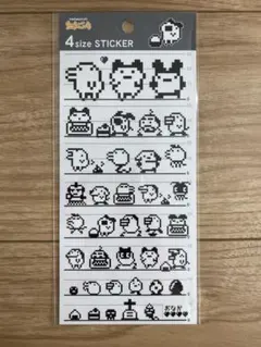 4サイズステッカー　たまごっち　白黒