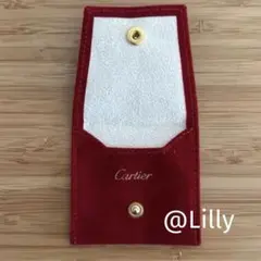 安値【正規品・美品】Cartier｜指輪やネックレス用_赤 スエード ポーチ