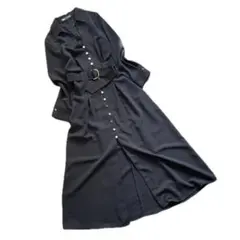 ZARA ロングシャツワンピース　金ボタン ベルト付き マキシ丈　XS ブラック