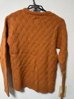 オレンジ ケーブル編み ニットセーター 46(M)