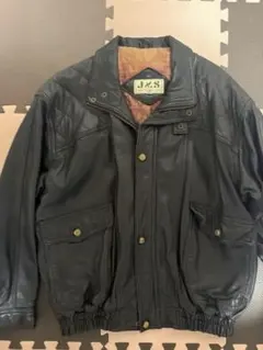 J&S ブラックレザージャケット 古着ヴィンテージ短丈　本革 ボンバージャケット