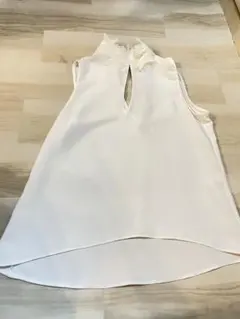 ZARA BASICノースリーブブラウス 白 レース ハイネック