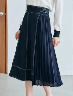 【未使用】grove グローブ デニム サイドプリーツ スカート