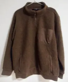 【美品】LANDS' END ブラウン フリース/ボア ジャケット ジップアップ