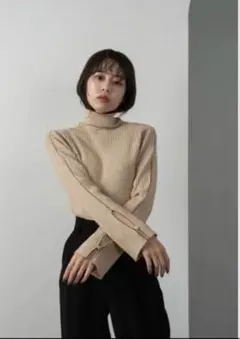 ニット/セーター amiur long sleeve knit Amiur（エミレ）の「cable pattern fringe volume knit（ニット