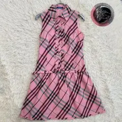 ✨美品✨ バーバリーブルーレーベル フリルシャツワンピース y2k ノバチェック