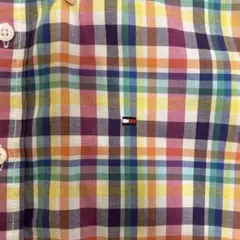 トミー　TOMMY HILFIGER マルチカラー　マドラスチェックシャツ　S