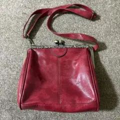 極美品マルウ トカゲ皮ハンドバッグ 小銭入れ がま口 リザード 赤 昭和 
