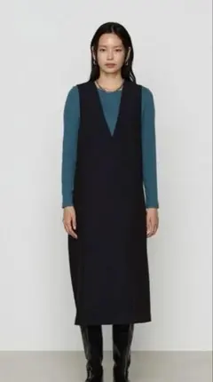 美品　コムサ　ジャンパースカート　ブラック