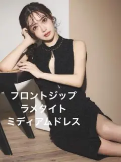 今週削除のためセール！Jewels/フロントジップラメタイトミディアムドレス