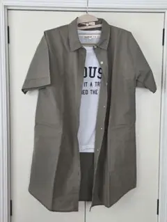 Cutie Blonde カーキ 半袖シャツワンピース