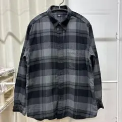 UNIQLO グレー/ブラック チェック柄 ネルシャツ Lサイズ