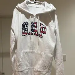 GAP ホワイト ジップアップパーカー　レディースmサイズ