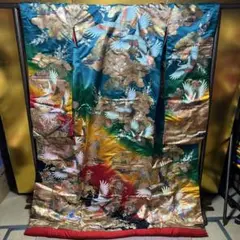 打掛 色打掛 正絹 金彩 京友禅 青 豪華 - メルカリ
