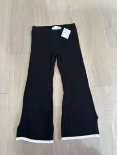 H&M リブ編みフレアパンツ 90cm 黒