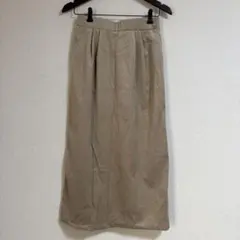 ベージュ コーデュロイロングタイトスカート