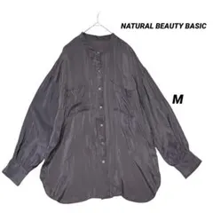 美品 NATURAL BEAUTY BASIC オーバーシャツ M レーヨン混