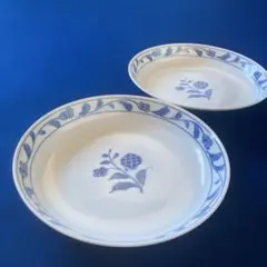 【昭和レトロ】たち吉　染付 花柄 パスタ皿　カレー皿　大皿　2枚セット
