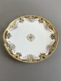 【希少】オールドノリタケ 緑マルキ印 金盛り 金ハンドル付大皿 100年物