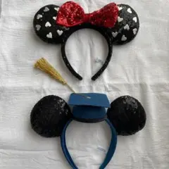 ミニーマウス風＆卒業帽風カチューシャセット