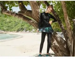 ィットネス水着 体型カバー レディース 長袖ラッシュガード 5点セット